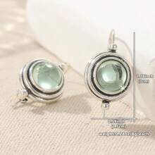 一对经典优雅的绿色圆形吊坠耳环，简约精致的女士珠宝，日常、节日和度假的完美礼物，理想的节日礼物 - 雙色 - 查看 6