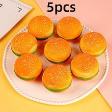 5 piezas de juguetes apretables realistas de hamburguesa: elásticos, con un fuerte rebote, pueden aliviar el estrés para adultos - Multicolor - Ver 12