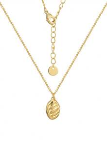 Charm-In Dây chuyền mặt dây hình oval xoắn mạ vàng dành cho nữ, chiều dài dây có thể điều chỉnh 45+5cm, phong cách tối giản cổ điển, phù hợp cho đi làm hàng ngày và những buổi đi chơi thông thường, món quà chất lượng dành cho bạn gái hoặc bạn thân. - Vàng - Xem 6