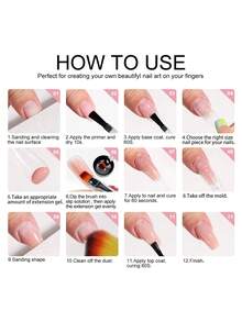 Limegirl Solid Color Nail Gel Kit, Includes Solid Color Nail Gel, Double-Ended Brush, Buffing Block, Nail Cleaning Tools, Crystal Cup And Ruler, Suitable For Beginners, Great For Practice Use. - 彩色 - 查看 6