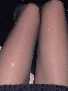 1PC Sparkly Rhinestone Tights | Black/Nude JK Style Sheer Pantyhose For Spring/Summer/Fall - Multicolor - View 9