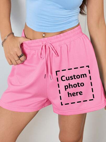 Pantalones cortos deportivos personalizados para mujeres - se pueden agregar texto y fotos (citas, paisajes, insignias, fotos de pareja, fotos familiares, selfies, mascotas), fuente y color personalizables, adecuados para viajes de verano, pueden ser un regalo para la novia, pantalones cortos deportivos para mujeres