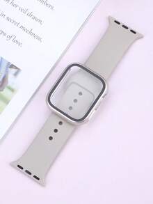 2-In-1 Compatible With Apple Watch Band And Case For Sizes 40mm, 41mm, 42mm, 44mm, 45mm, 46mm, 49mm. Sporty/Casual Style With A Studded Silicone Strap. Features A Shock-Resistant And Scratch-Resistant Hard PC Case With A Tempered Glass Screen Protector. Compatible With Apple Watch Series Ultra/11/10/9/8/7/6/5/4/SE. Suitable For Men And Women. Soft, Comfortable, Easy To Put On, And Tactilely Sensitive. - Beige - View 9
