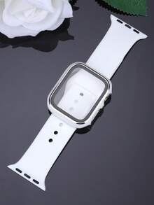 这款二合一表带兼表壳兼容 ，适用于 40mm、41mm、42mm、44mm、45mm、46mm 和 49mm 尺寸。运动休闲风格，搭配铆钉硅胶表带。配备防震防刮硬质 PC 表壳和钢化玻璃屏幕保护膜。兼容 Ultra/11/10/9/8/7/6/5/4/SE 系列。男女皆宜。柔软舒适，易于佩戴，触感灵敏。 - 白色 - 查看 7