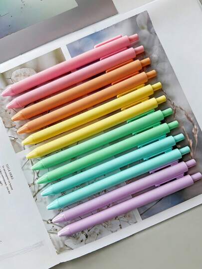 Macaron Color Retractable Gel Pen - 0.5mm, Smooth Writing For Daily Use And Note-Taking, Inspirational Stress Relief, Suitable For Diaries, Office Supplies, Art Supplies, Back To School Gifts, Office Worker Ideal Gift