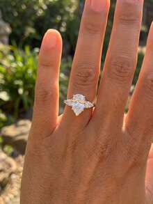 1枚时尚梨形925纯银女士结婚戒指，永恒戒指，情侣礼物 - 銀色 - 查看 8