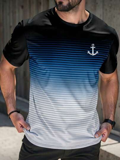 男士渐变圆领度假风短袖T恤