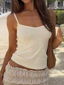 GAOVOT Women's Y2K Style Sexy Bowknot Front Cropped Camisole Top, Summer - Apricot - View 5