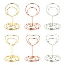 10pcs Romantic Heart Shape Place Card Mini Metallic Photos Clips Paper Clamp Clamps Stand Table Numbers Holder Wedding Supplies - Orange (1 Piece) - View 11