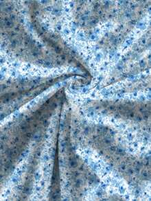 女士两件套休闲波西米亚风碎花系带开衩下摆沙滩度假套装 - 淺藍色 - 查看 5