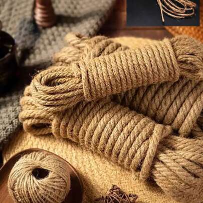10m/20m/30m X 5mm/6mm Natural Jute Rope, Natural Jute Rope For Cat Scratching Post Replacement And Repair, Handmade DIY Accessories, Rope, Suitable For Gardening, Plant Binding