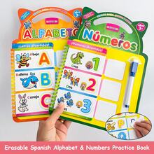 Erasable Spanish Alphabet & Numbers Practice Book Set Kids Preschool Spanish Educational Learning Workbook Reusable Dry Erase Writing Activity Book - Multicolor - View 15