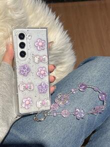 1件手工树脂紫色水晶花朵手链，手机壳兼容三星Galaxy Z Fold 7、Z Fold 6、Z Fold 5、Z Fold 4、Z、Z FE、Z Flip6、Z Flip5智能手机，返校季必备 - 彩色 - 查看 33