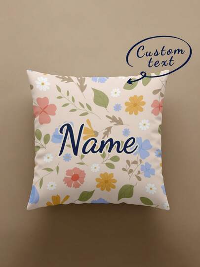 1pc Customizable Personalized Text Printed Throw Pillow Cover, Double-Sided Printing Cushion Cover Suitable For Mother's Day, Father's Day, Thanksgiving, Teacher's Day, Great Gift For Family And Friends