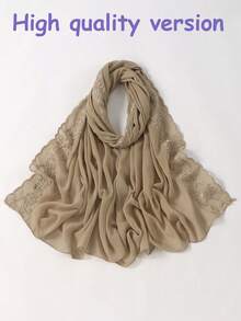 1件装女士纯色刺绣蕾丝棉布头巾，花卉刺绣雪纺围巾披肩，柔软轻盈透气长款头巾，休闲百搭，适合日常、节日、聚会、外出等场合。 - 多色 - 查看 22