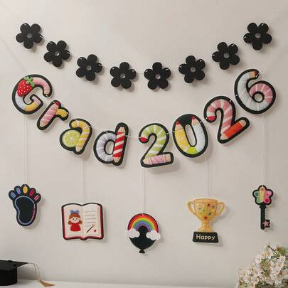 2026 Graduation Decorations For Kindergarten, University Graduation Party Supplies, Hanging Flags, Banners, Colorful Wall Decor
