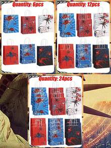 Marvel Paper Gift Bag Collection – 3 Styles (6/12/24pcs) Web & Hero Print Bags, Kraft Paper Bags With Handles, Perfect For Party Favors, Gifts, Candy Packaging & Daily Use, Ideal Gift For  Fans - Multicolor - View 8
