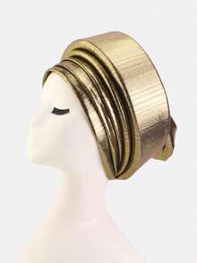 1件装女士金属印花多层海绵头巾，头套，适合日常佩戴，可作睡帽 - 多色 - 查看 5