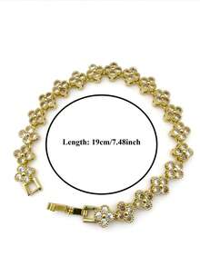 Chic Dainty Flower Rhinestone Bracelet – Add A Touch Of Glitter To Your Outfit - Gold - View 6