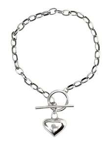 OT Clasp Heart Design Bracelet, Minimalist Elegant Accessory - Silver - View 6