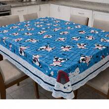 Toalha de Mesa Térmica Tema Vaquinha Impermeável Antitérmica Lavável Decoração Cozinha 6 Lugares - Azul Marinho - Visão 2