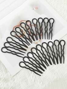 20个黑色塑料U型螺旋发夹，女士美发造型工具套装，发饰 - 彩色 - 查看 2