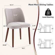 Huisuilinss Dining Chairs Set Of 2,Linen Upholstered Kitchen Chair With Thick Cushions,Wood Dinner Chair With Wood Legs,Wing Backrest,Accent Chair For Dining Room Living Room Kitchen - 亞麻灰 - 查看 3