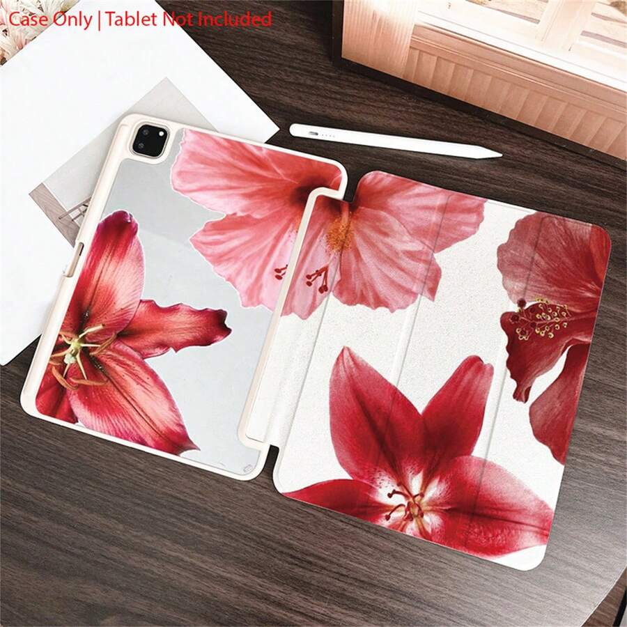 1 Piece Vivid Floral Print Tablet Case With Tri-Fold Stand - Shockproof Cover, Bold Romantic Aesthetic Folio Tablet Cases With Pen Holder,Compatible With 10.9/10.2/ Air 5th Gen/Pro11/10th/9.7/Air 2/ (7th Gen)/ (8th Gen)/ Air 4/5/ Pro 11/ 10th Generation 10.9-Inch 2022 Smart Case/ Air 13(M3 2025)/ Air 11(M3 2025) - Multicolor - View 1