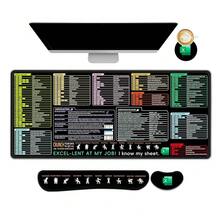Excel Cheat Sheet Desk Pad Set, Updated Shortcuts  Pad And Keyboard Wrist Rest, Keyboard Shortcut XL Gaming Desk Mat For Office Computer, Black - BlackExcel快捷方式 - 查看 1