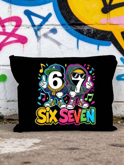 67 Six Seven 便携式化妆包，拉链化妆包，轻便旅行洗漱包，派对礼品收纳包，时尚图案背包，多功能日常收纳包，零钱包，文具包，轻巧大容量，适合健身、旅行、度假、派对和办公使用，是送给朋友、家人、老师、同学的完美礼物，也是生日礼物、派对礼物、情人节礼物、旅行礼物、复活节礼物的理想之选。