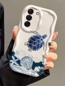 1个创意蓝色龟壳波浪形屏幕边缘保护手机壳，兼容苹果7/8/X/XR/XSMAX/11/12/13/14/15/16/17 Pro Max、A14/A15/A16/A17/A04/A05/A06/A07/A54/A55/A56/A57/A34/A35A/36/A37/S26/S26Plus/S26Ultra、Transsion SMART7/8/9/10 - 奶油白色 - 查看 6