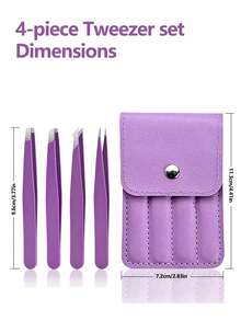 Juego de 4 pinzas de acero inoxidable de colores, herramientas de alta precisión portátiles para el cuidado de las cejas y la eliminación del vello, herramientas de belleza y maquillaje, disponibles en morado, rosa y negro (1 pieza/juego de 4 piezas). Debido a diferentes lotes de producción, la posición de la almohadilla protectora en la bolsa de embalaje es aleatoria, lo que no afecta el uso. Precio asequible, adecuado como regalo de Navidad, cosméticos y herramientas de maquillaje. - A-oro - Ver 11