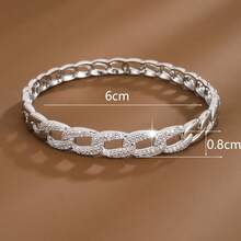 1pc Chain-Shaped Design Artificial Zirconia Inlaid Women Bracelet - Multicolor - View 4