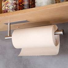 No Drill Stainless Steel Kitchen Bathroom Wall-Mounted Paper Towel Holder - Heavy Duty Sink Organizer Rack For Toilet Paper, Cling Wrap - Space Saving Paper Towel Dispenser - Silver - 1pc - View 14