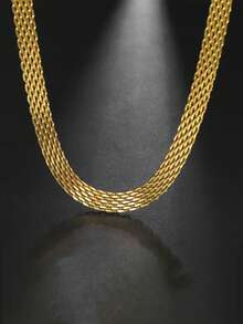 RAYQUEEN 1件装不锈钢时尚百搭金色项链，适合女性日常佩戴和作为礼物 - 金黃色 - 查看 1