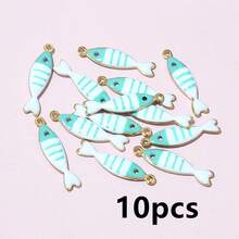 10-20个 18x5mm 不锈钢鱼形珐琅吊坠 不锈钢DIY首饰制作配件 - fish charms - 查看 31