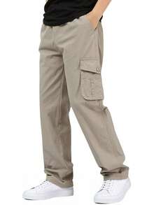 ¡RecomendadoPantalones Cargo Hombre 100% Algodón - Corte Recto, Ajuste Holgado, Cintura Elástica y Cómodo| Ideales para el Día a Día, Senderismo y Actividades Exteriores| Versátil y Casual¡Top de Temporada - A - Ver 8