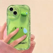 1个奶油色边卡通兔子、小猪、青蛙图案时尚全包防震手机保护壳，兼容 11/12/13/14/15/16/17系列，适合作为礼物送给家人、朋友，以及各种节日礼物。 - 黃色 - 查看 5