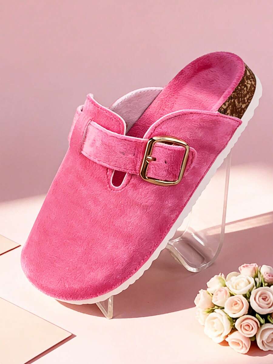 2026春夏新款时尚优雅女鞋，女士凉鞋、拖鞋、平底鞋、休闲鞋、沙滩鞋、粉色婚鞋/派对鞋、酒红色厚底凉鞋，情人节、送给女友、闺蜜的理想礼物 - 玫瑰紅 - 查看 1