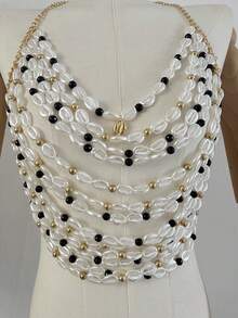 2026 Bohemian Shell Beaded Body Chain Bra For Women Beach Vacation , Music Festival Party Gold Chain Seashell Chest Harness Top - Beige - View 4