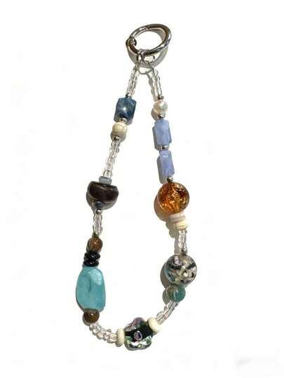 Short Beaded Phone Lanyard Wristlet, Unique Outdoor Travel Hiking Shopping Anti-Lost Accessory