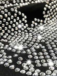 DEAR MOLLY Angel Rhinestone Graphic Asymmetric Shoulder T-Shirt, Shiny Wing Pattern Crop Top, Sexy Asymmetric-Shoulder Casual Wear - Black - View 5