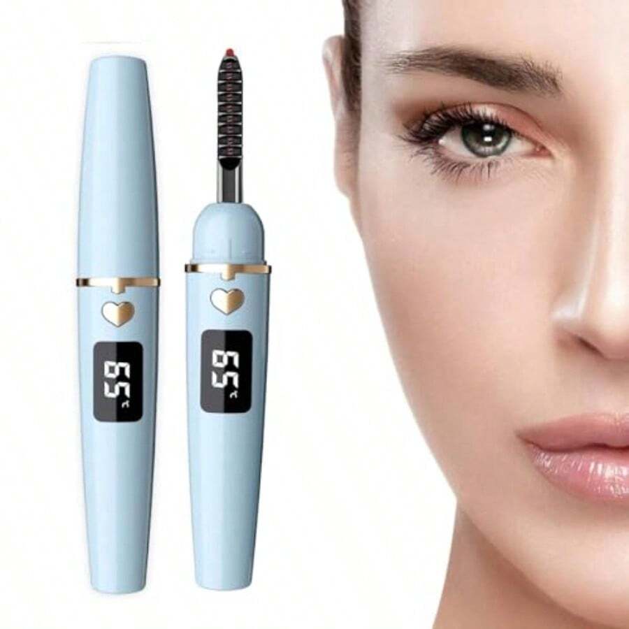Heated Eyeash Curler S600 Rechargeable Heated Lash Curler Intelligent Power Off Electric Eyelash Curler Heated Quickly 24 Hs Lasting Natural Makeup For Woman Air Blue/Gold X8-132mm - AirBlueGold - Xem 1