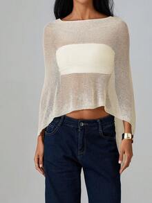 Women Sheer Poncho Top Shrug Bolero Summer Sheer Blouse Lightweight See Through Daily Casual Solid Color Asymmetrical Crochet Cover Up Shawl Top Pullover Sweater Beach Loose Cape Y2k Aesthetic Vintage Boho Beach Vacation Outfits Going Out Clothes One Size Fits Most,Spring/Summer Fall Winter - 黃色 - 查看 4