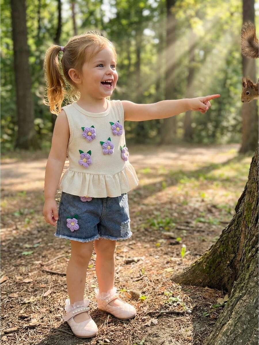 Baby Girls Tank Top Co-Ords - Purple - View 1