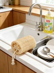 1/3/5 chiếc Bàn chải vệ sinh xơ mướp tự nhiên 2 trong 1, dụng cụ tẩy tế bào chết khi tắm, cọ rửa nhà bếp, sợi tự nhiên mềm mại, có thể tái sử dụng, đa năng, dùng cho phòng tắm, nhà bếp, gia đình, dụng cụ vệ sinh thiết yếu hàng ngày. - Bàn chải làm sạch xơ mướp - Xem 7