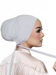 1pc Women's Fashionable Solid Color Elastic Headband Scarf, Versatile Headwrap For Daily Wear - Light Grey - View 4