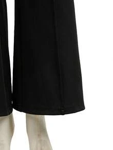 1件装女士时尚简约纯色纽扣优雅休闲喇叭裤，性感精致微喇叭裤，高腰显瘦休闲裤，喇叭裤，春夏日常办公黑色 - 黑色 - 查看 6