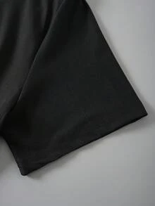 BoW American  Printed Fashion T-Shirt For Women, New Slim-Fit Design For Spring And Summer, Round Neck Short Sleeve Top For A Casual Look. - Black - View 4