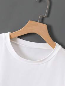Loose-Fitting Round-Neck T-Shirt For Women With Heart Print, Lightweight Pullover For Spring And Summer, Short-Sleeved Casual Sports Top. - White - View 3